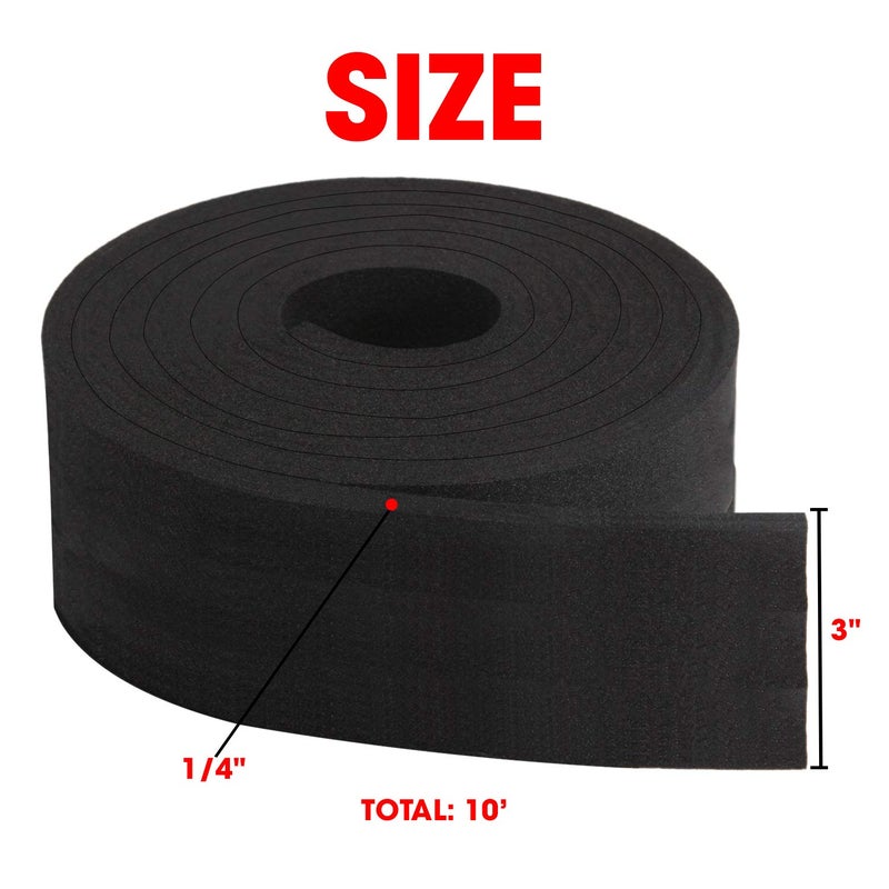 Dualplex Neoprene Foam Strip Roll by Dualplex, 3" Wide x 10' Long x 1/4" Thick, Weather Seal High Density Stripping â€“ Weather Strip Roll Insulation Foam Strips - 10 Feet Long - Image 2